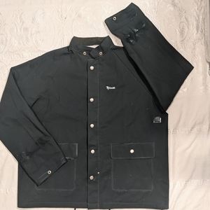 Reliable PVC Green Full Zip & Snap Rain Jacket size Small